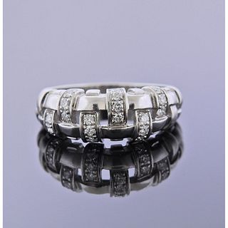 Tiffany & Co 18k Gold Diamond Basket Weave Ring