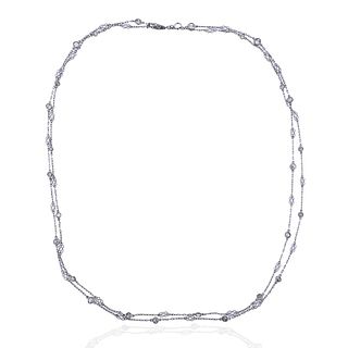 Platinum Diamond Long Station Necklace
