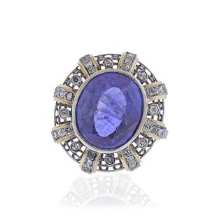 6.60ct Sapphire Platinum Diamond Ring