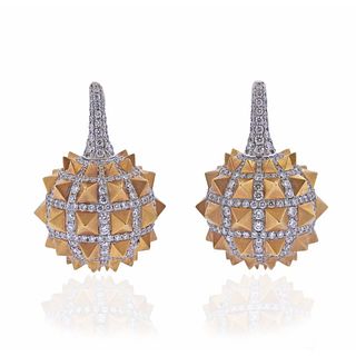 18k Gold Diamond Spiked Earrings