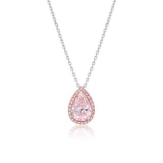 GIA 2.36ct Natural Faint Pink Diamond Platinum Gold Necklace