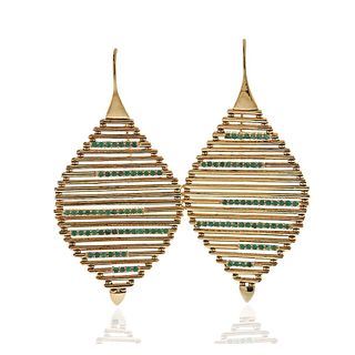 Ileana Makri 18k Gold Emerald Earrings