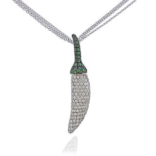 Piero Milano 18k Gold Diamond Tsavorite Pepper Pendant Necklace