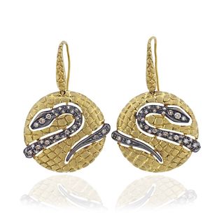 Piero Milano 18k Gold Diamond Snake Earrings