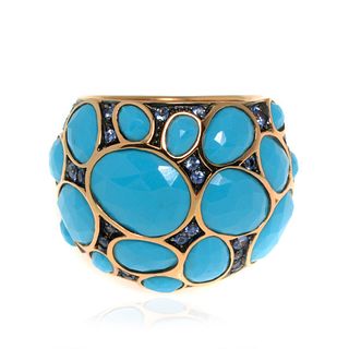 Mimi Milano 18k Rose Gold Turquoise Sapphire Ring