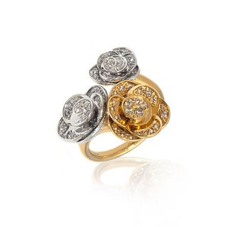 Mimi Milano 18k Gold Diamond Rose Flower Ring