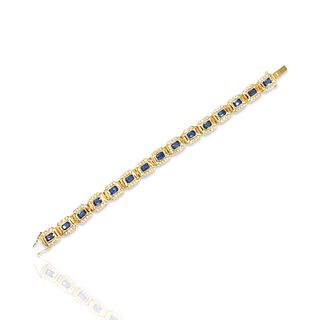 18k Gold Diamond Sapphire Bracelet