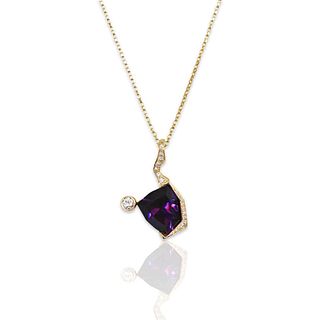 14k Gold Diamond Amethyst Necklace