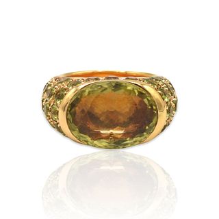 Adolfo Courrier 18k Gold Prasiolite Peridot Ring