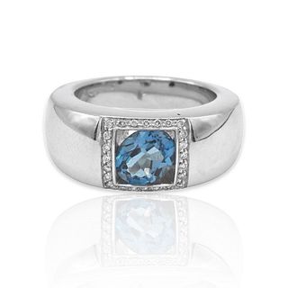 Pasquale Bruni 18k White Gold Diamond Blue Topaz Ring