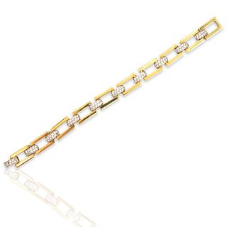 18k Yellow White Gold Diamond Link Bracelet