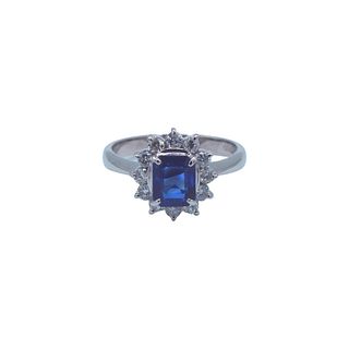 Platinum Corn Flower Blue Sapphire Diamond Ring