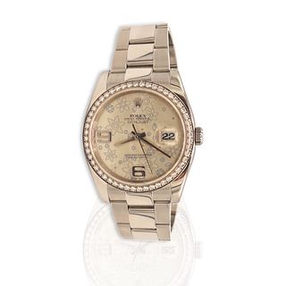 Rolex Datejust  SLVADO Silver Floral Diamond Bezel Steel Watch 116244