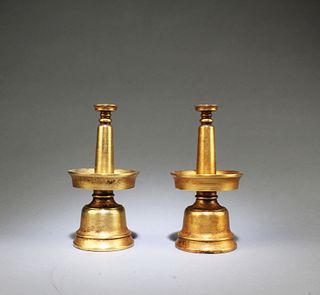 A Pair of Gilt Bronze Candle Holdlers