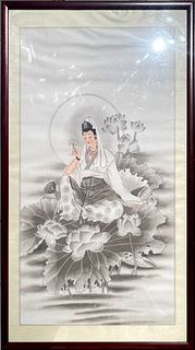A Framed Guanyin Painting