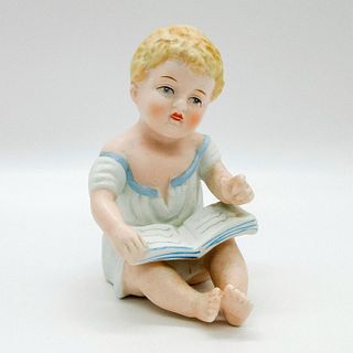 Vintage Porcelain Piano Baby Figurine, Boy With Book