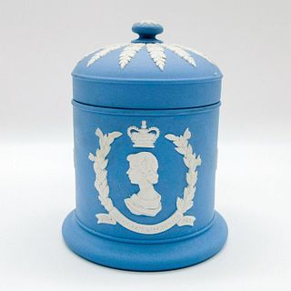 Wedgwood Pale Blue Jasperware Jar, Queen Elizabeth