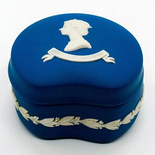 Wedgwood Royal Blue Jasperware Bean Box, Silver Jubilee