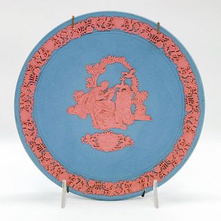 Wedgwood Pink On Blue Jasperware Wall Plate, My Valentine