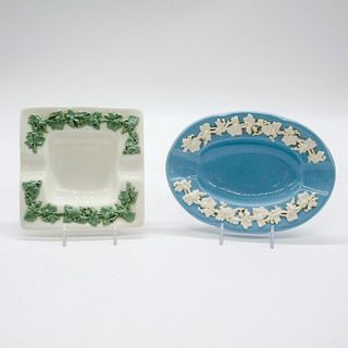 Set of 2 Wedgwood Embossed Queen's Ware Ashtrays