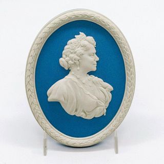 Wedgwood Pale Blue Jasperware Plaque, The Queen Mother