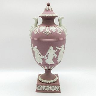 Wedgwood Lilac Jasperware Lidded Vase, Dancing Hours