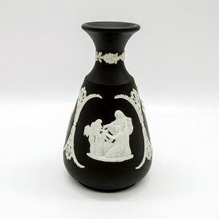 Wedgwood Black Jasperware Cameo Bud Vase