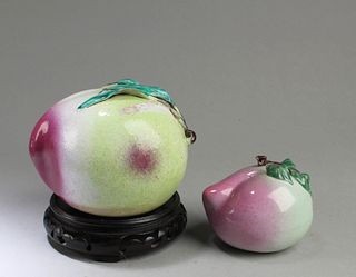 A Pair of Porcelain Peaches Ornament
