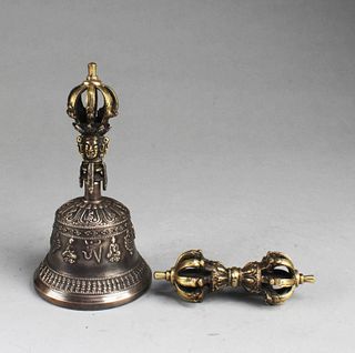 A Tibetan Bell & Dorje Religious Instrument