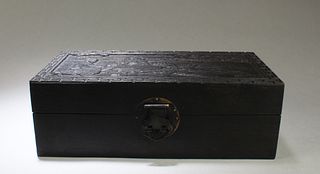 A Hardwood Carved Rectangular Shaped Box