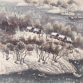 A Chinese Painting, signed with seal attributed to Wu Guan Zhong. Dimension: 66.5cm x 67.5 cm