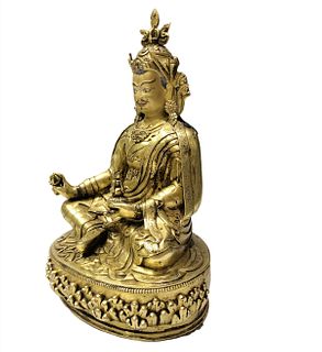A Gilt Bronze Bodhisattva Statue. Height: 28 cm Length: 17 cm Width: 13 cm