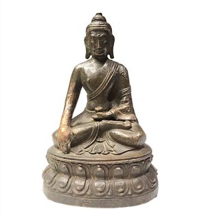 A Bronze Buddha Statue. Height: 19 cm Length: 12 cm Width: 9 cm