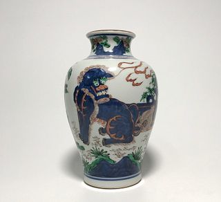 A Doucai Porcelain Vase. Height: 19 cm