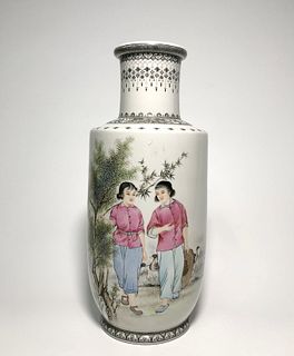 A Porcelain Vase. Jing De Zhen mark at base. Height: 35.5 cm