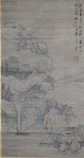 Chinese Hanging Scroll Painting, signed with seal attributed to Shi Shou. Dimension: 80 cm x 43 cm