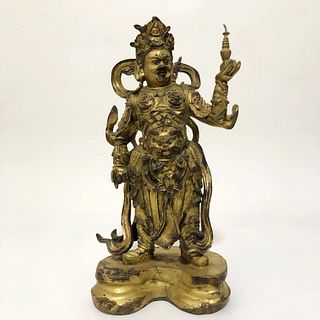 A Gilt Bronze Bodhisattva Statue. Height: 35 cm