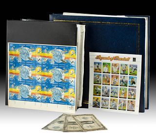 20th C. US Postage Stamp Mint Sheets & Dollar Bills