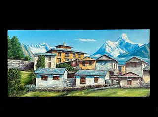 A Modern painting on canvas of Mount Everest, Anna