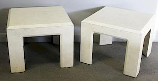 Pair of Painted Modern Geometric End Tables.
