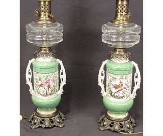 PAIR OF ANTIQUE URN TABLE LAMPS