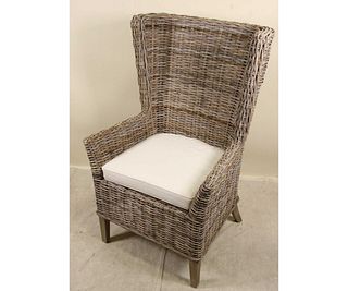 PAIR OF KEY LARGO RATTAN WING CHAIRS
