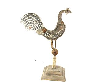 PAINTED METAL ROOSTER IN THE FORM OF WEATHER VANE