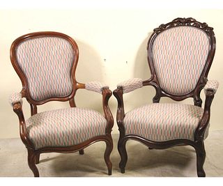 MIXED LOT OF TWO VICTORIAN ARMCHAIRS