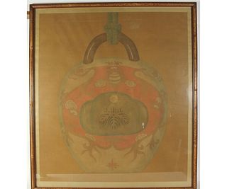 JAPANESE CEREMONIAL BELL WATERCOLOR PAINTING