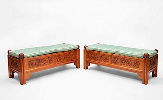 Pair of Chinese Mahogany Benches