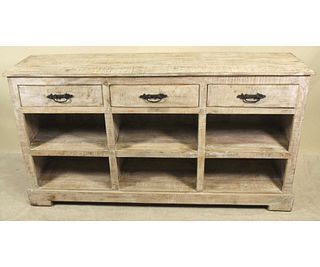 ADLER WHITE DISTRESSED WOOD CONSOLE CABINET