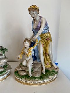 Hand Painted Porcelain "Gwendolyn and Cherub"