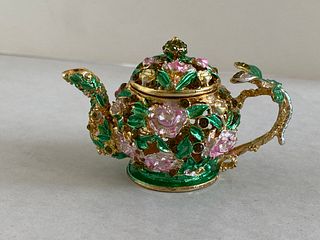 Crystal and Enamel Teapot Trinket Box
