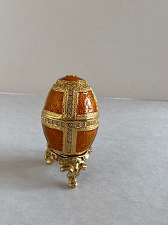 Crystal and Enamel Egg Trinket Box on a Stand